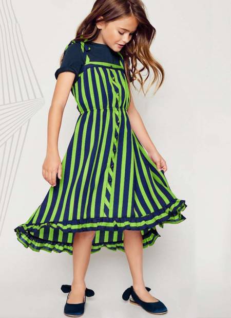 Green Colour Fancy Wear Poli Rayon Digtal Printed Stylish Girls One Piece Kids Wear Collection Brightline-6